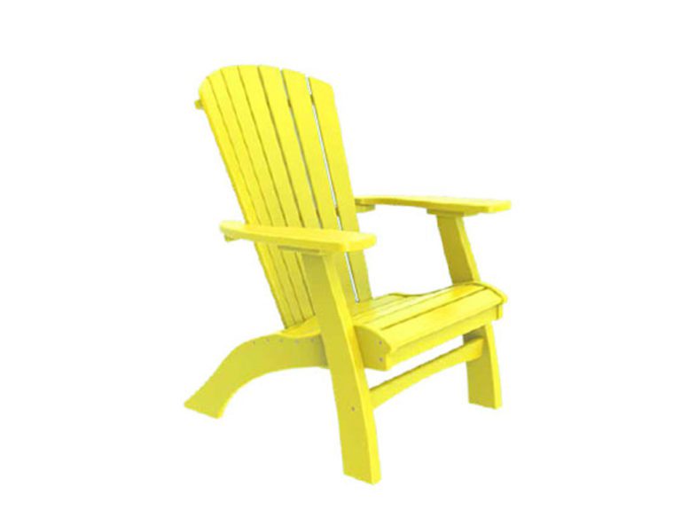 a yellow poly fanback chair isolated on a white background